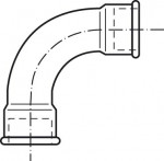 DUCTILE IRON FITTING CURVED AT 90°, WITH A BIG RAY, FF CONNECTION  - 2N