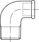 DUCTILE IRON FITTING AT 90° WITH SMALL RAY, DIAMETER REDUCER AND MF CONNECTIONS - 92R